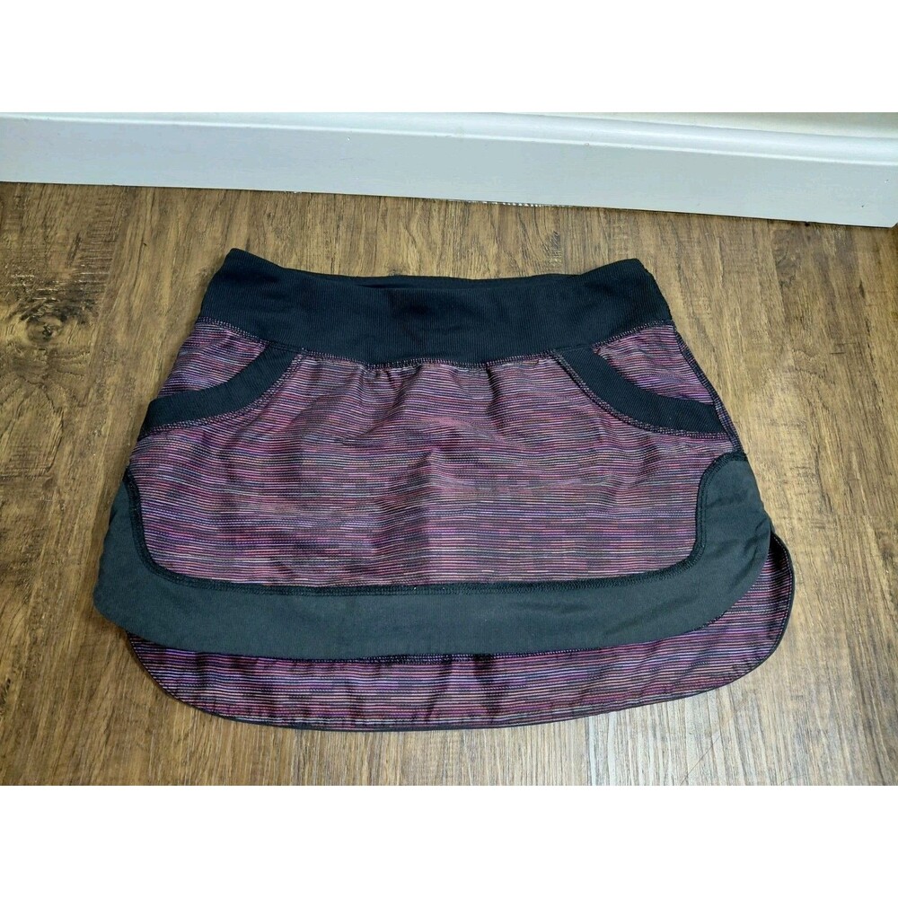 Lululemon Run For All Skirt Skort Sz 4 Plum Burgundy Space Dye Black